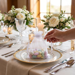 Elegant White Organza Favor Bags - 24 Pack