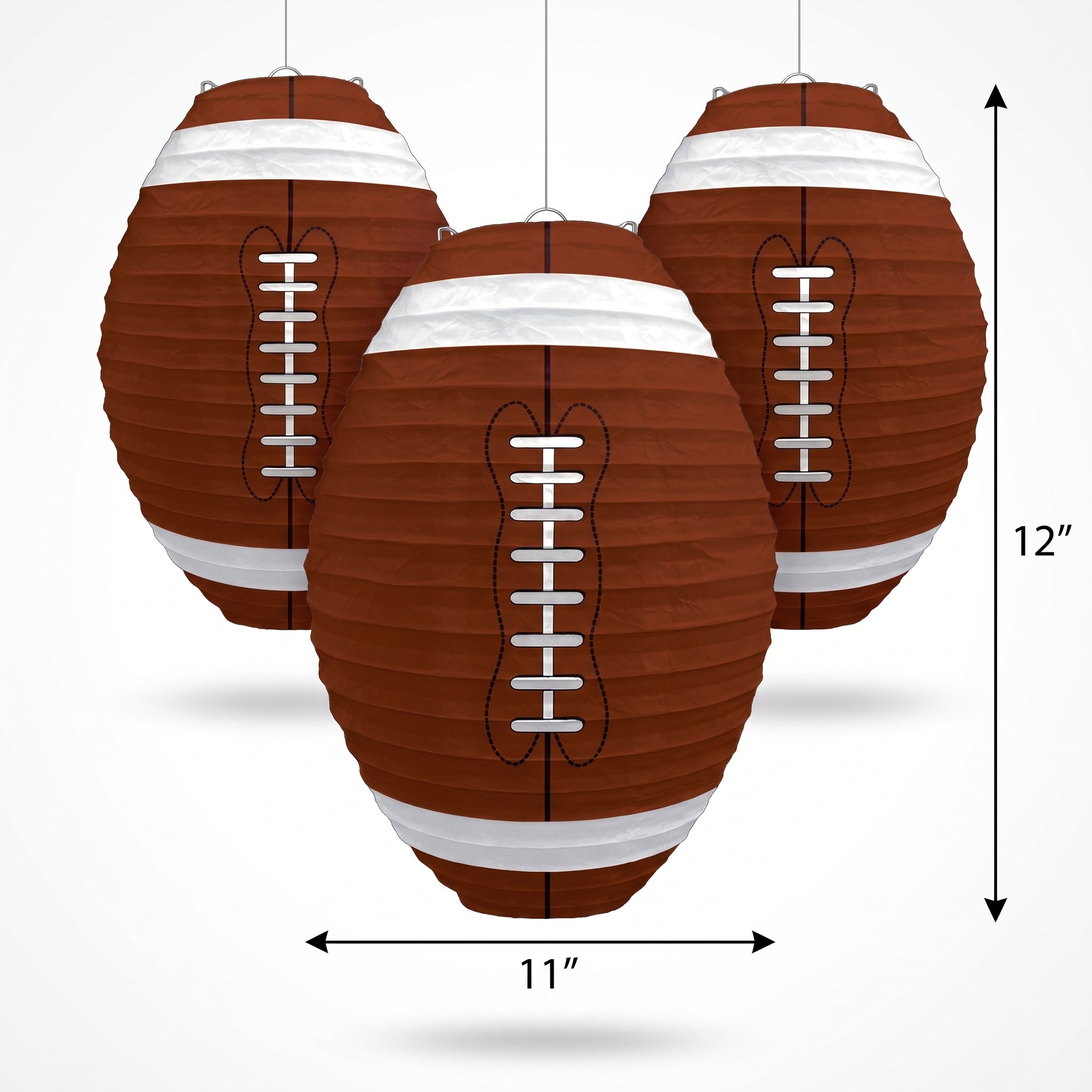 Football-Shaped Paper Lanterns - Set of 3