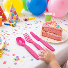 Bright Pink Plastic Cutlery Set - 7.5 in. - 64 Count