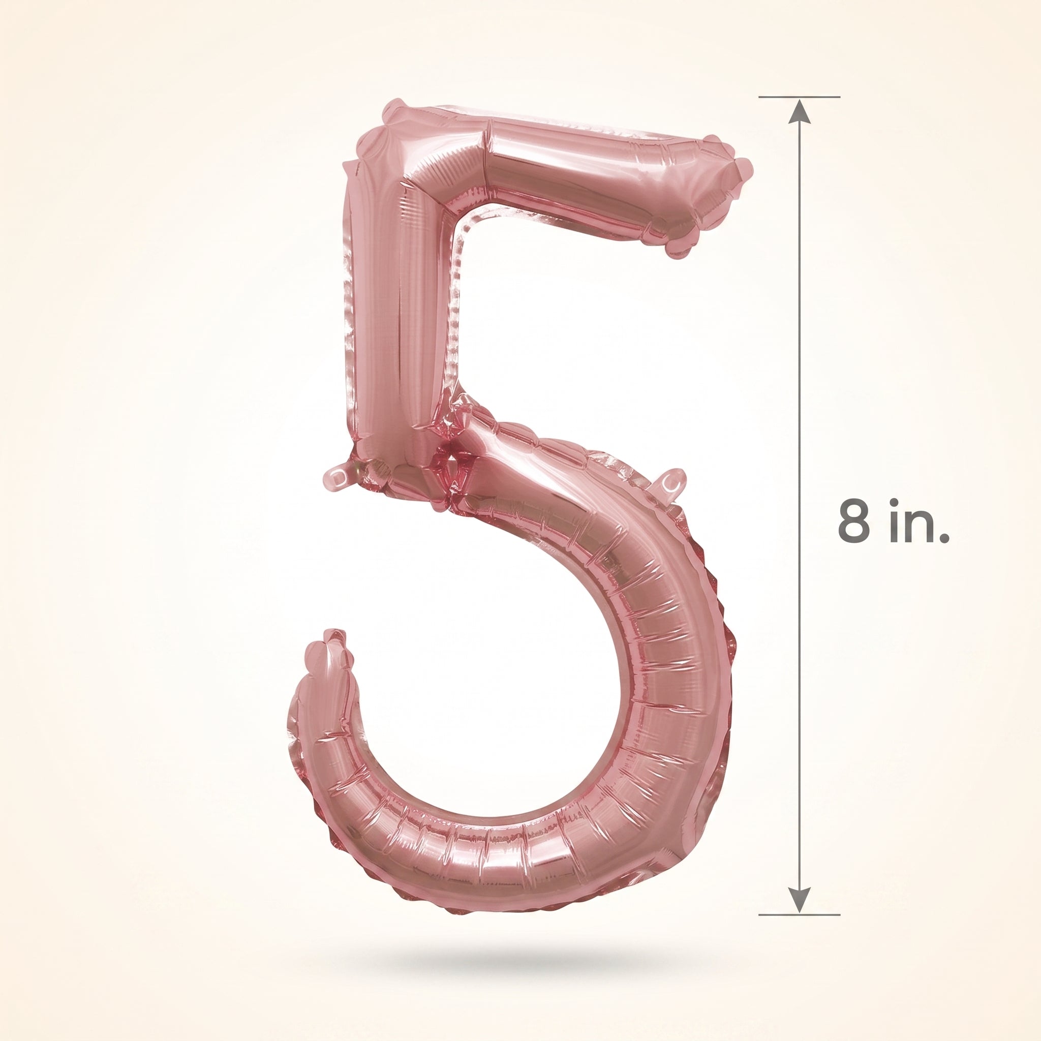 Rose Gold Script Number 5 Foil Balloon - 8 Inch Air-Filled