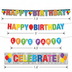 Colorful "Happy Birthday" Balloon Banner Set - 4 Pack