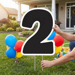 Bold Black Number 2 Yard Sign with Stakes - 24-Inch