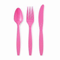Bright Pink Plastic Cutlery Set - 7.5 in. - 32 ct