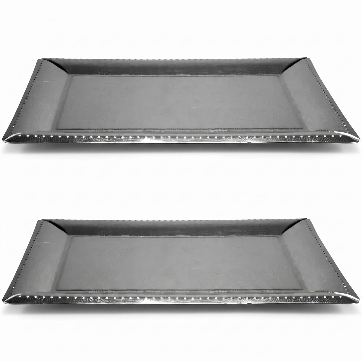 Silver Serving Trays - Set of 2, 16-Inch