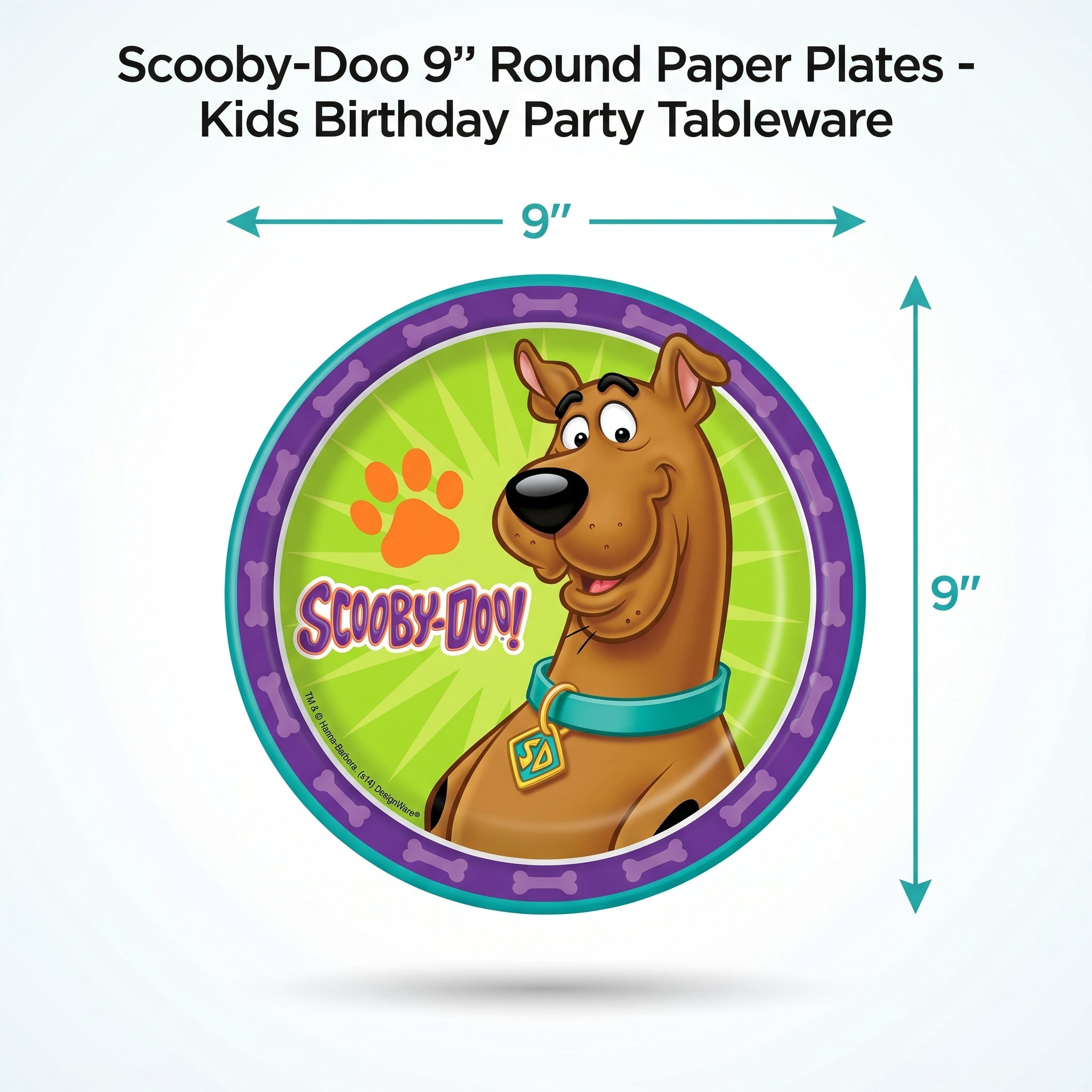 Scooby-Doo 9" Round Paper Plates - Kids Birthday Party Tableware