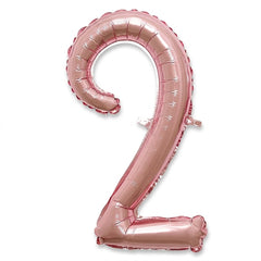 Rose Gold Script Number 2 Balloon - 16-Inch Foil Air-Filled