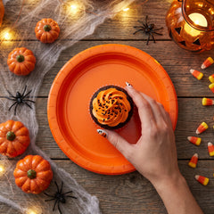 Vibrant Orange Round Paper Plates - 8.5" | 50 Count