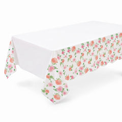 Floral Baby Shower Plastic Table Cover with Scalloped Edge