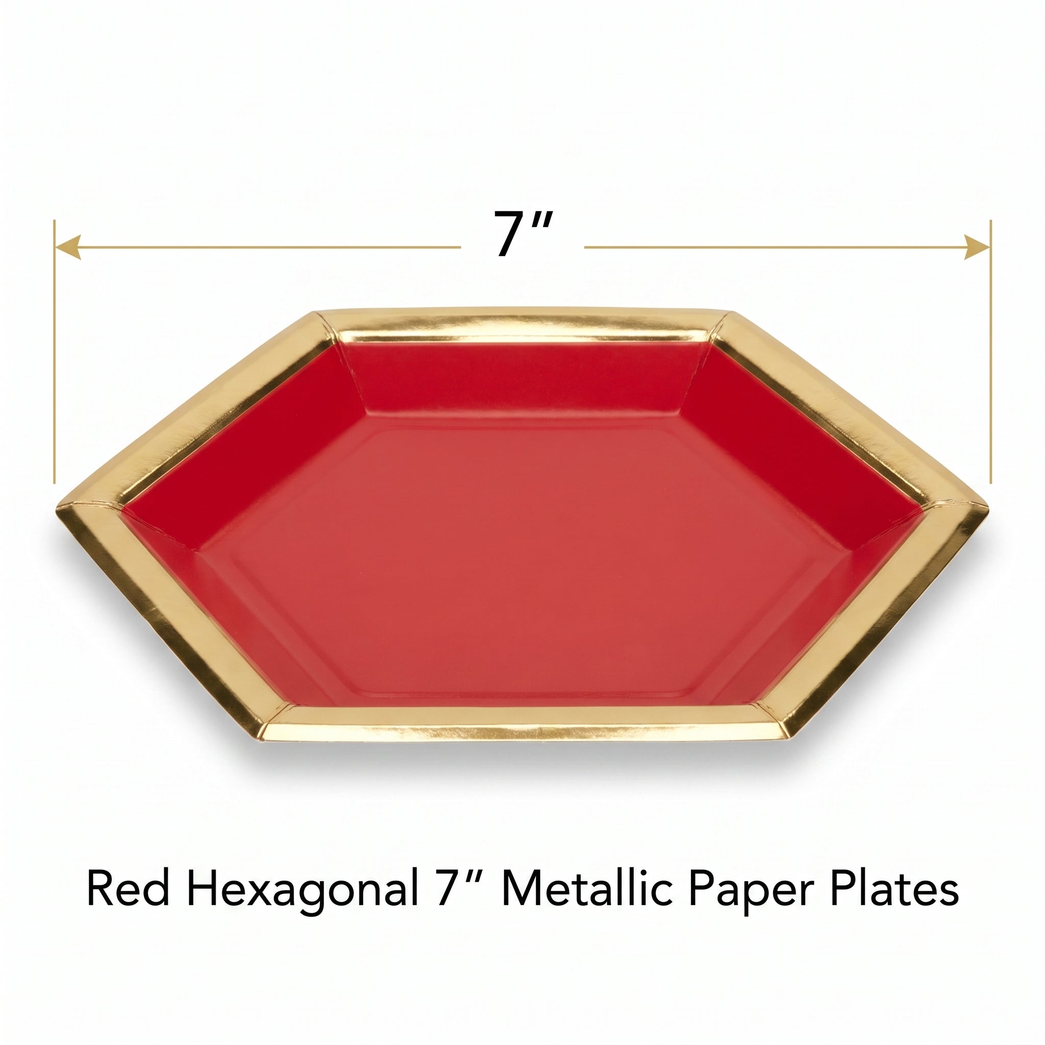 Red Hexagonal 7" Metallic Paper Plates