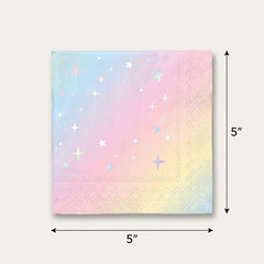 Luminous Rainbow Star Beverage Napkins - 16 Pack - 5 In. X 5 In.