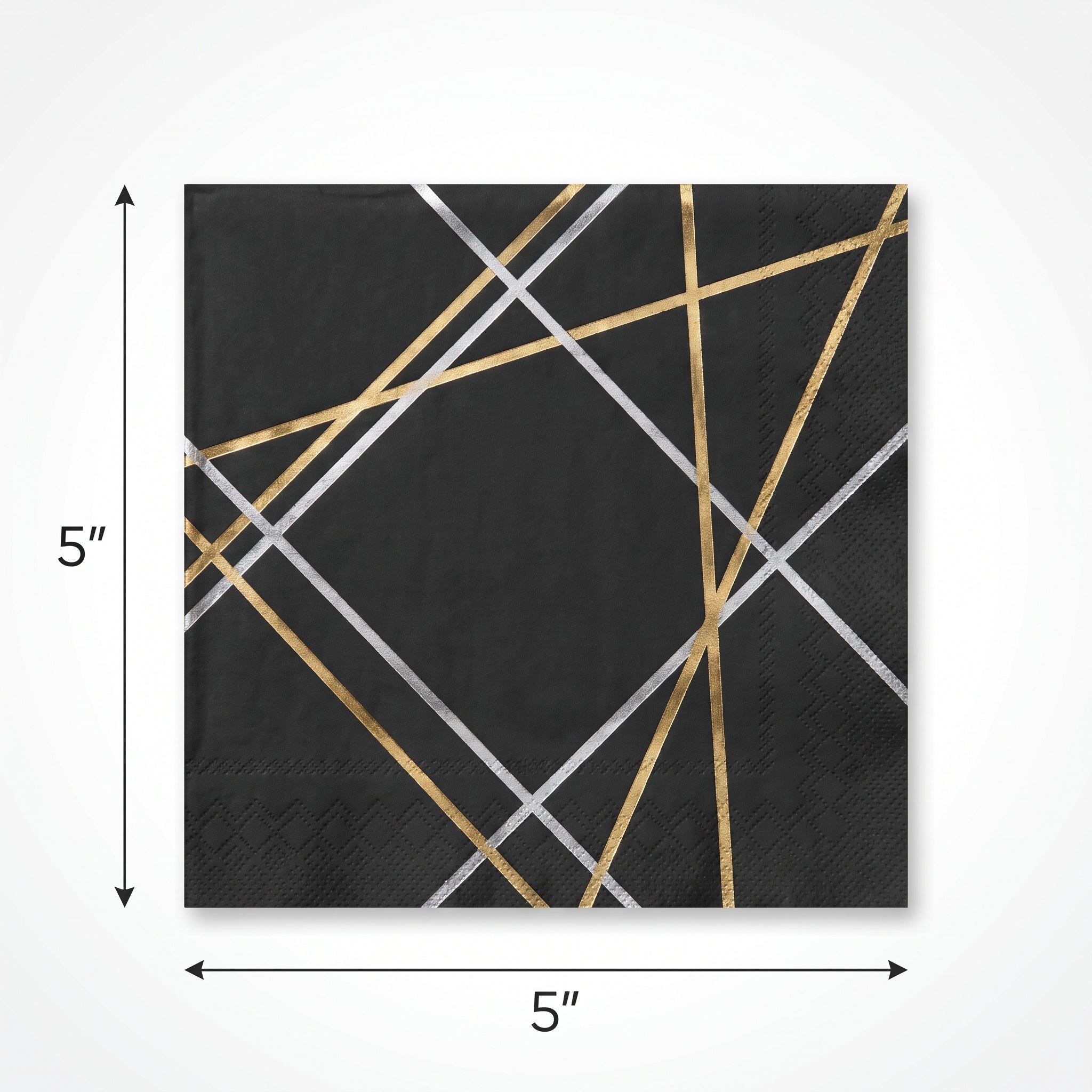 Geometric Gold & Silver Hot Stamped Beverage Napkins - 5 In. X 5 In.