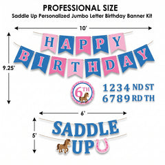Saddle Up Personalized Jumbo Letter Birthday Banner Kit