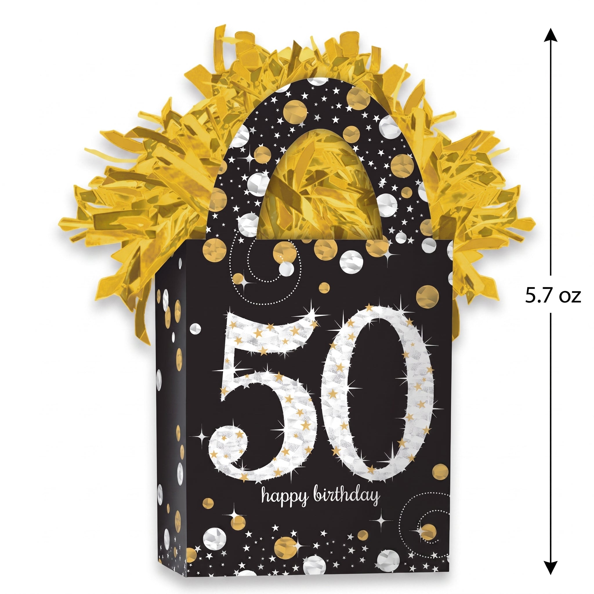 Sparkling 50th Birthday Balloon Weight Tote - Black & Gold