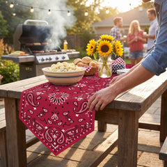 Western "Bandana" Fabric Table Runner, 14x72-Inch, Red