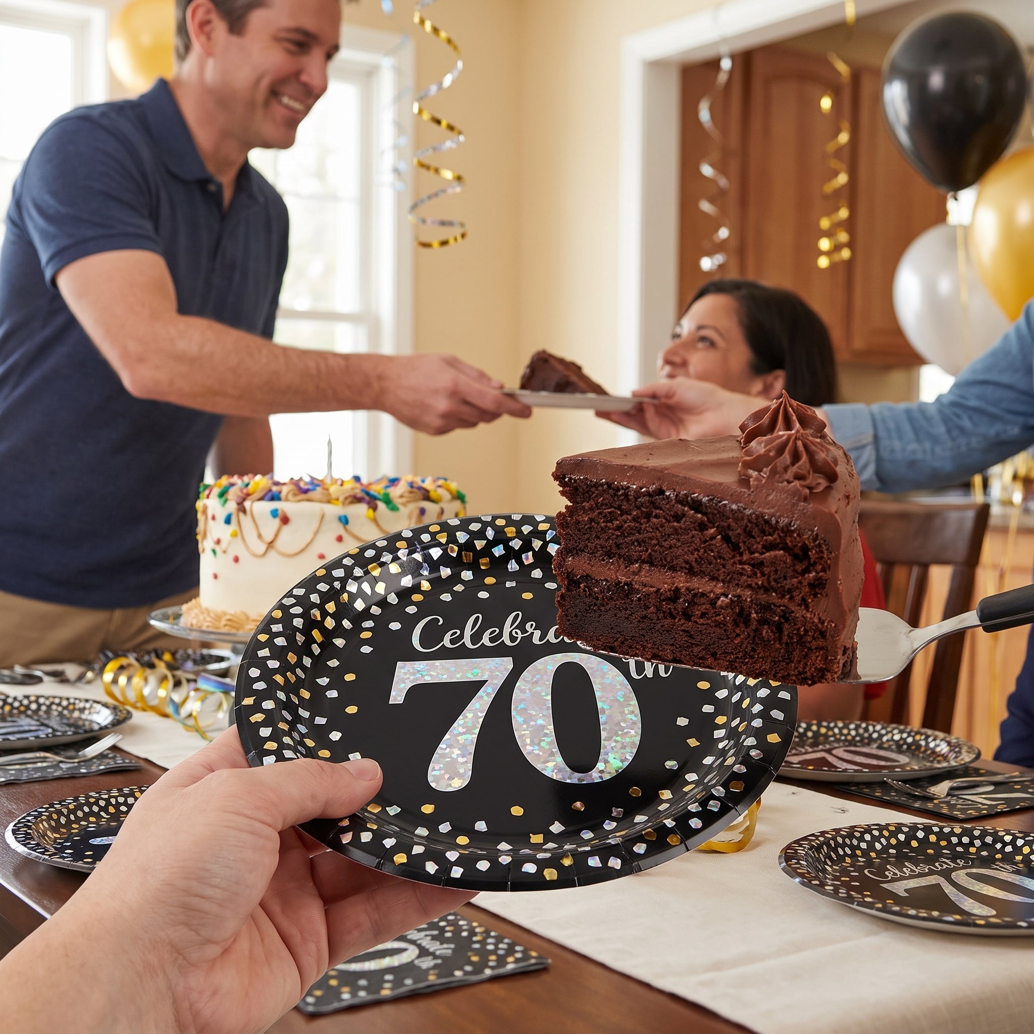 Celebrate 70th Birthday 7" Round Prismatic Plates