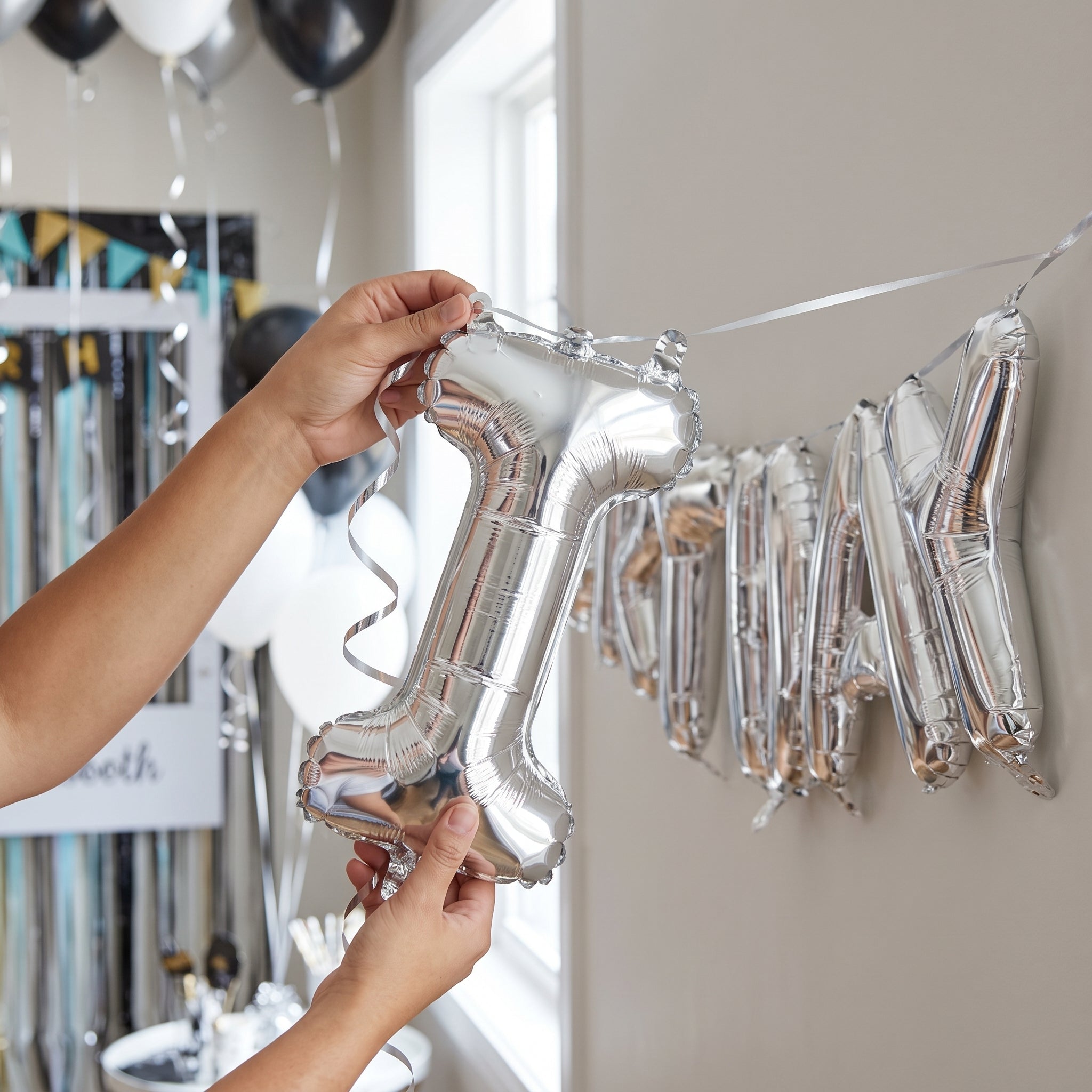 Silver Foil Letter "I" Air-Filled Balloon