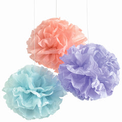 Pastel Fluffy Paper Pom Pom Decorations
