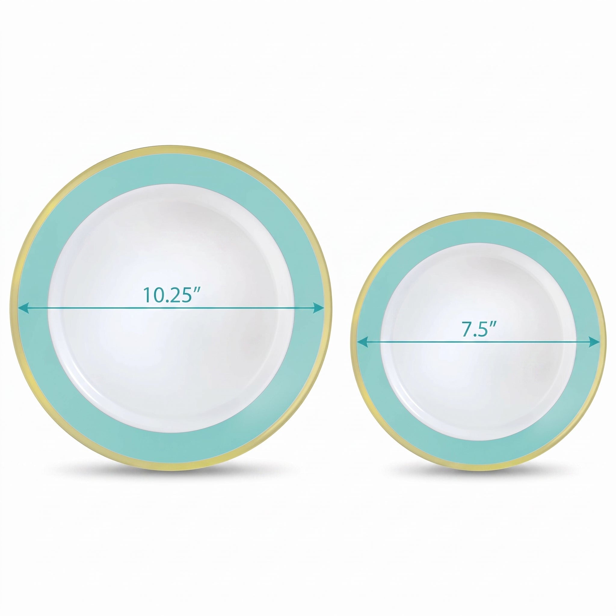 Robin's Egg Blue Premium Plastic Plates with Gold Rim