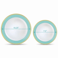 Robin's Egg Blue Premium Plastic Plates with Gold Rim