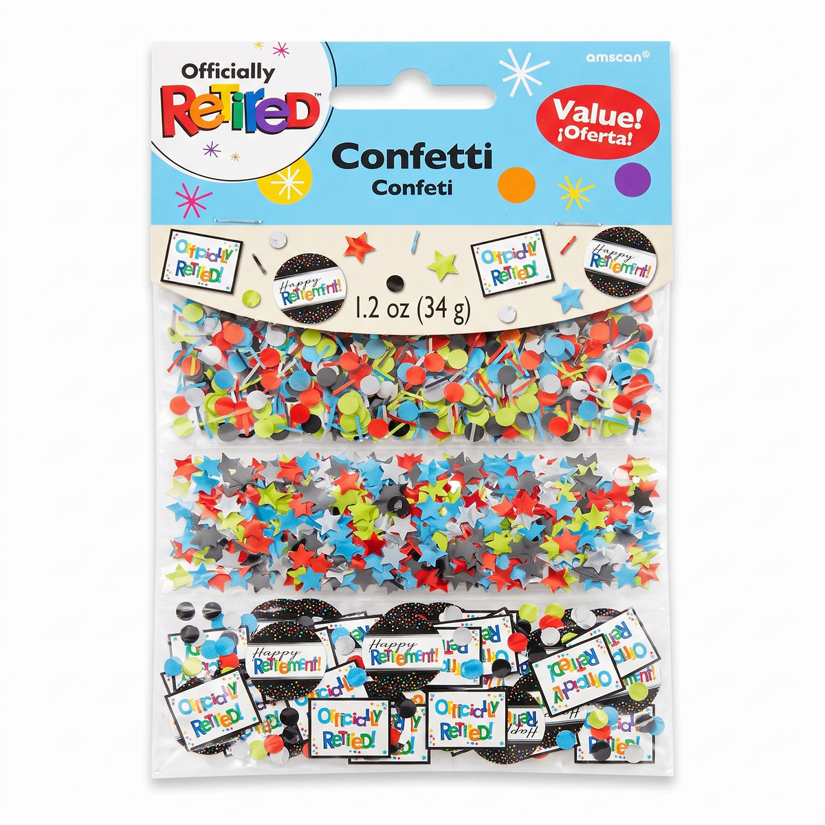 "Officially Retired" Multi-Coloured Confetti for Retirement Celebrations, 1.2 oz