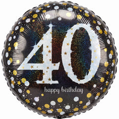 Sparkling 40th Birthday Foil Balloon - 18 Inch