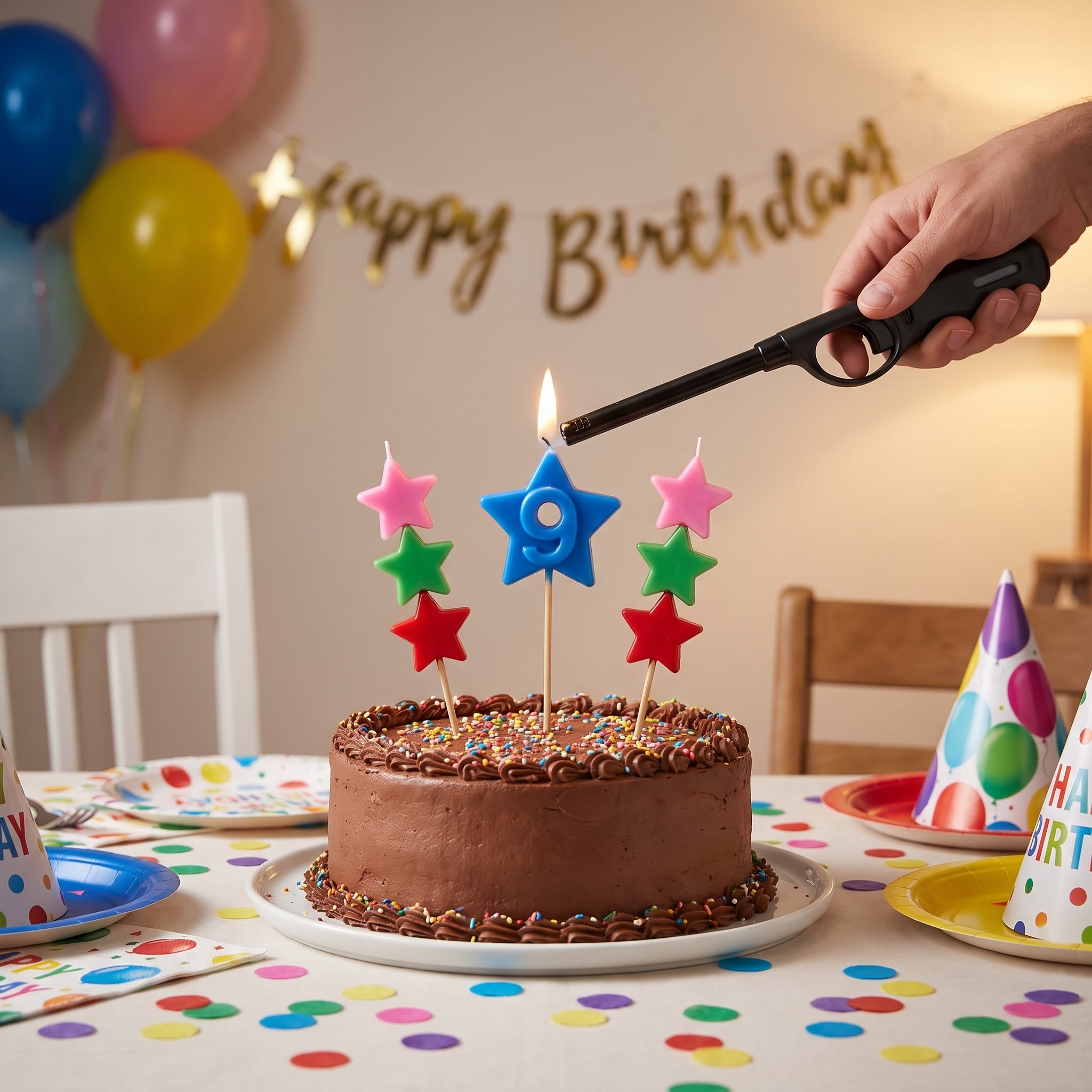 Star-Shaped Number 9 Birthday Toothpick Candle Set