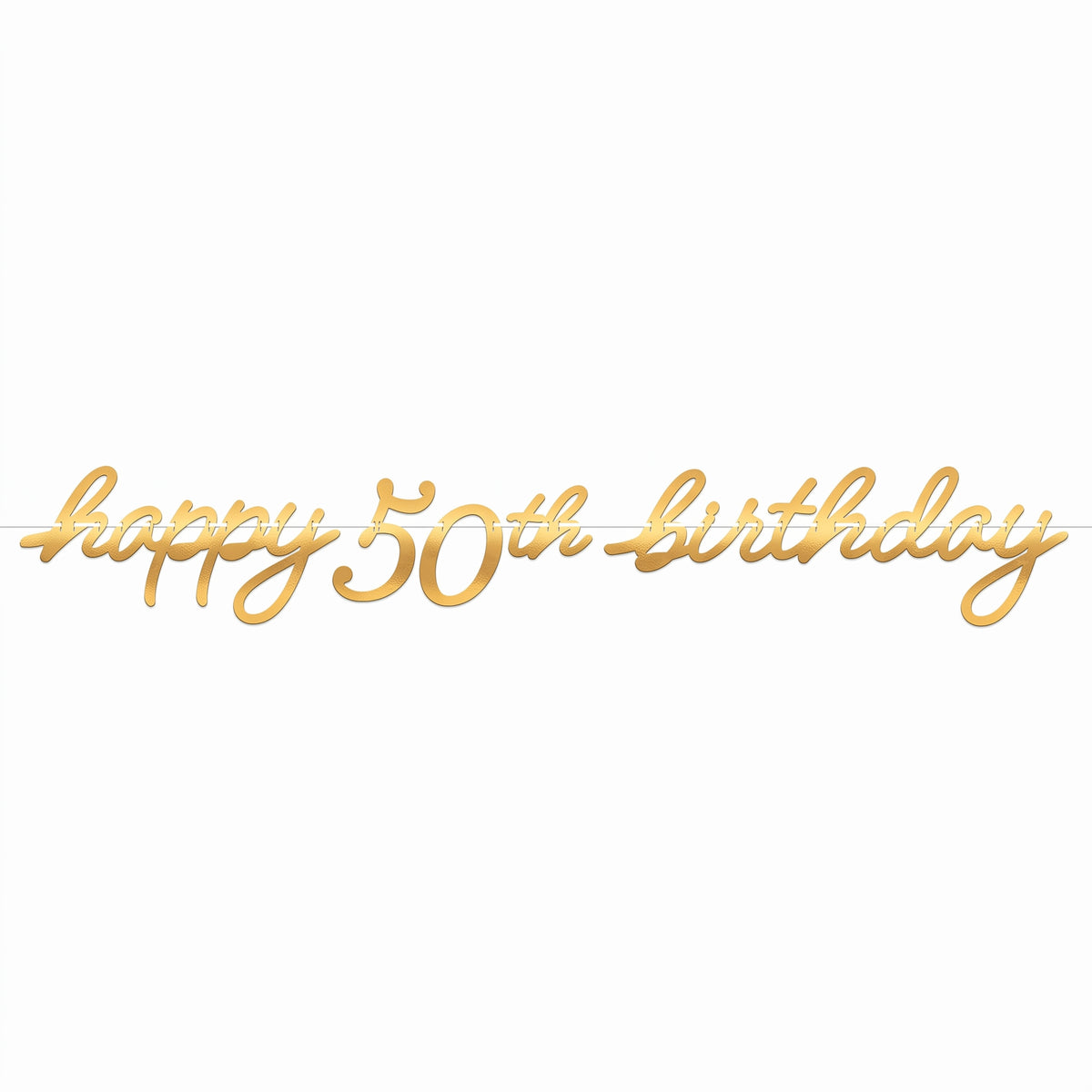 Golden Age "Happy 50th Birthday" Letter Banner - Gold, 12 ft