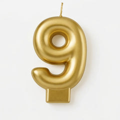 Metallic Gold Number 9 Candle