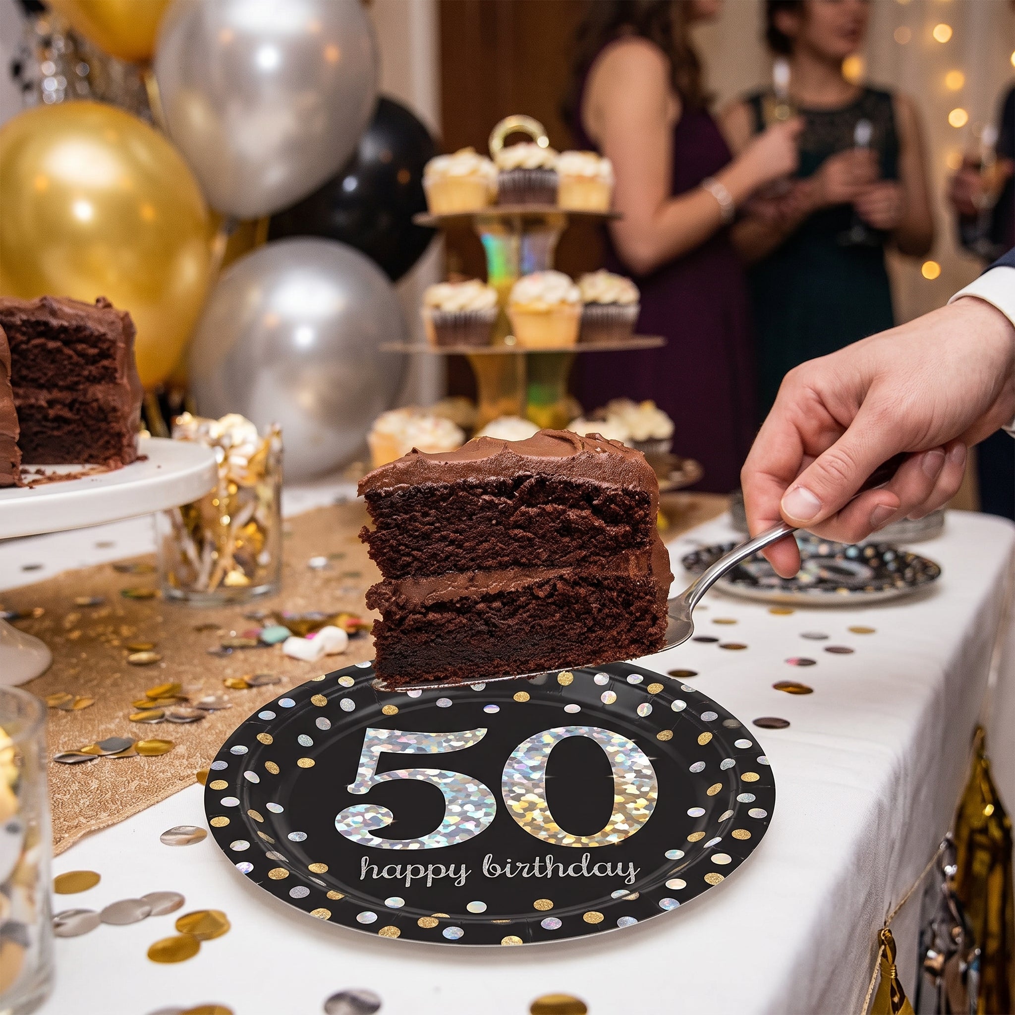 Sparkling Celebration Prismatic 50th Birthday Dessert Plates, 7-Inch, 8-Pack