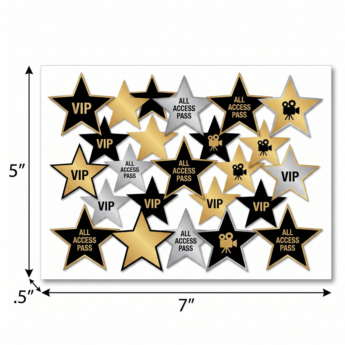Hollywood Awards Night Star Cutouts - Black & Gold, 30-Pack
