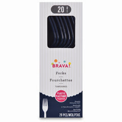 Navy Blue Plastic Forks - 7.5 In. | 20 Count