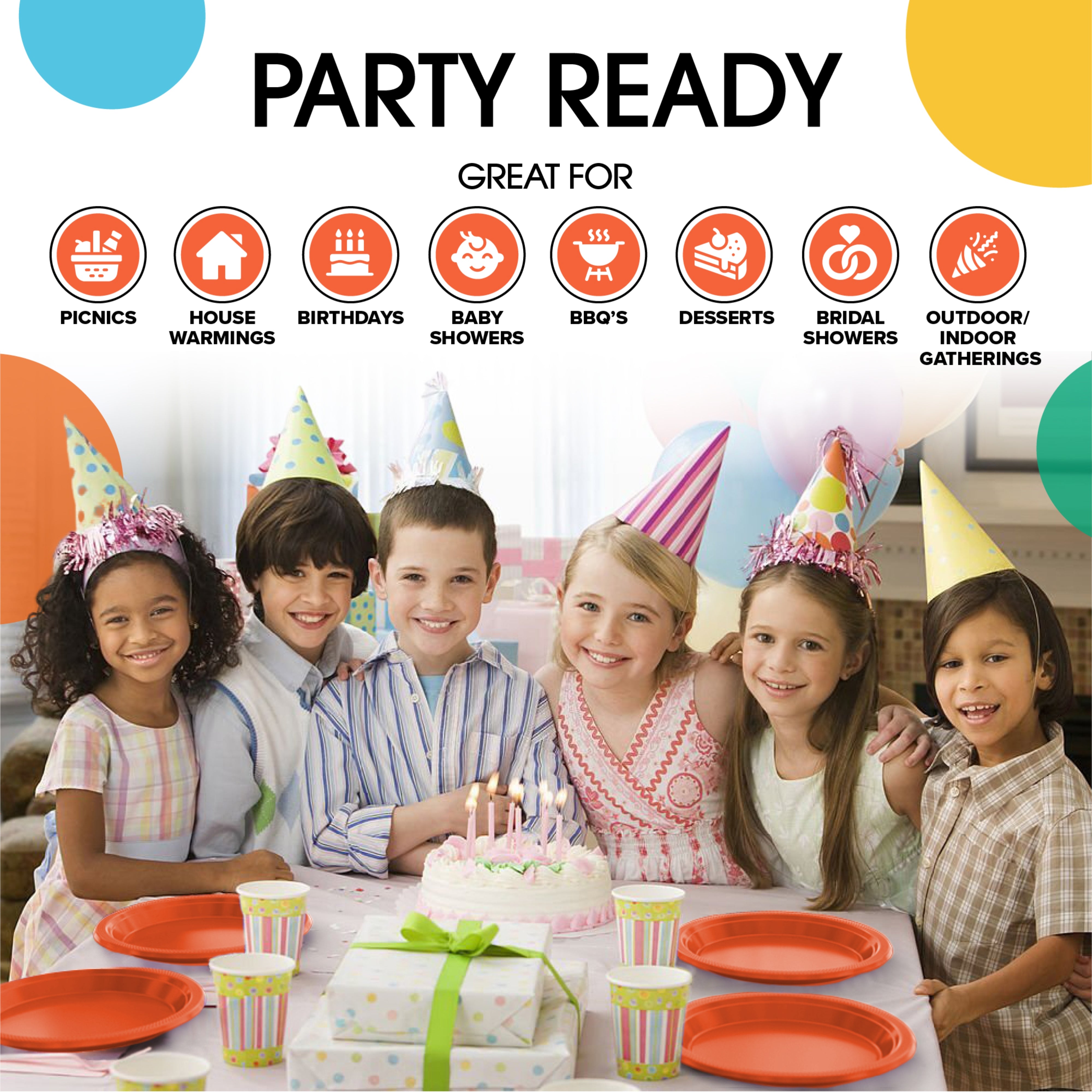 Little Gym - 7 In. Orange Plastic Plates | 100 Count