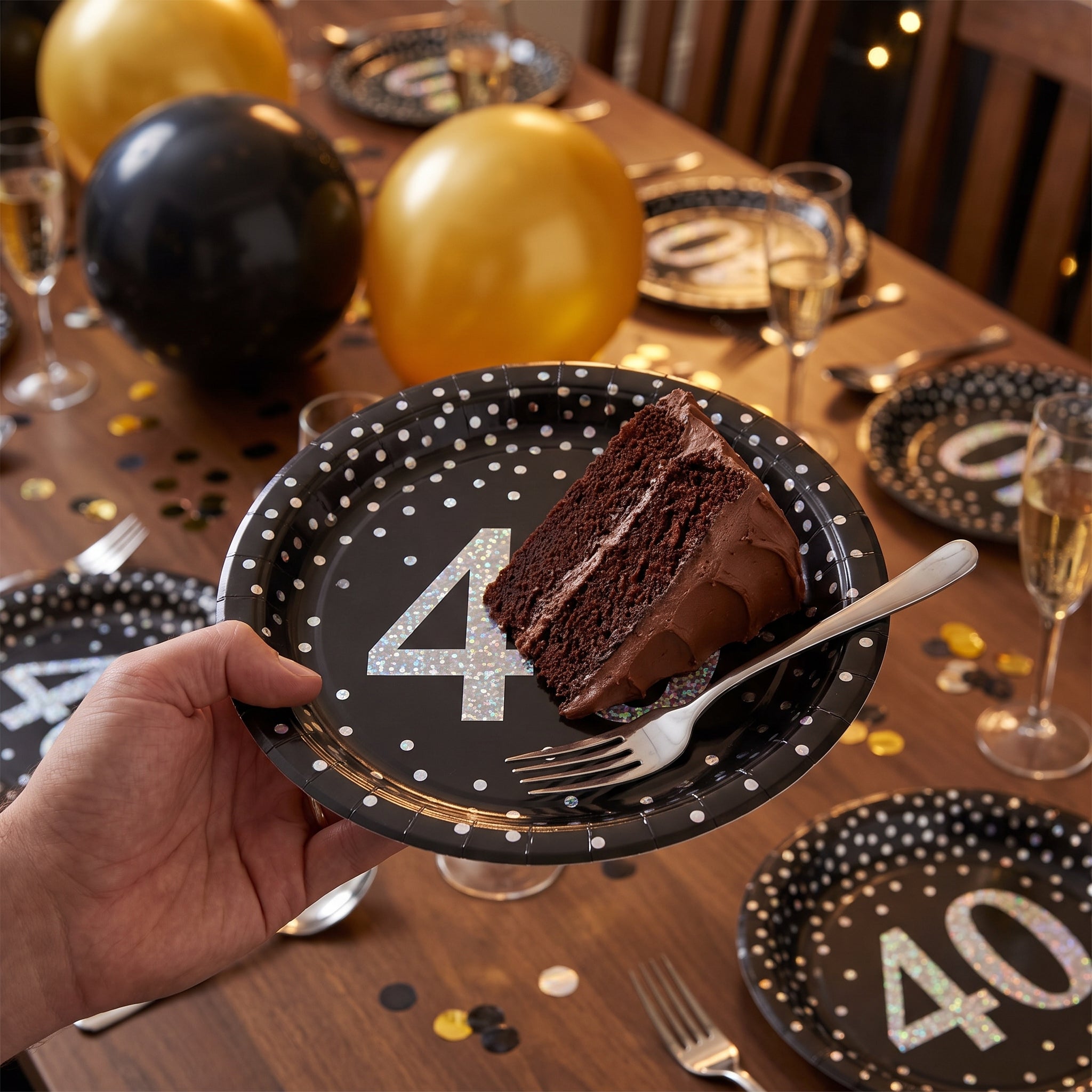 Sparkling Celebration 40th Birthday Prismatic Plates, 9-Inch, 8-Pack