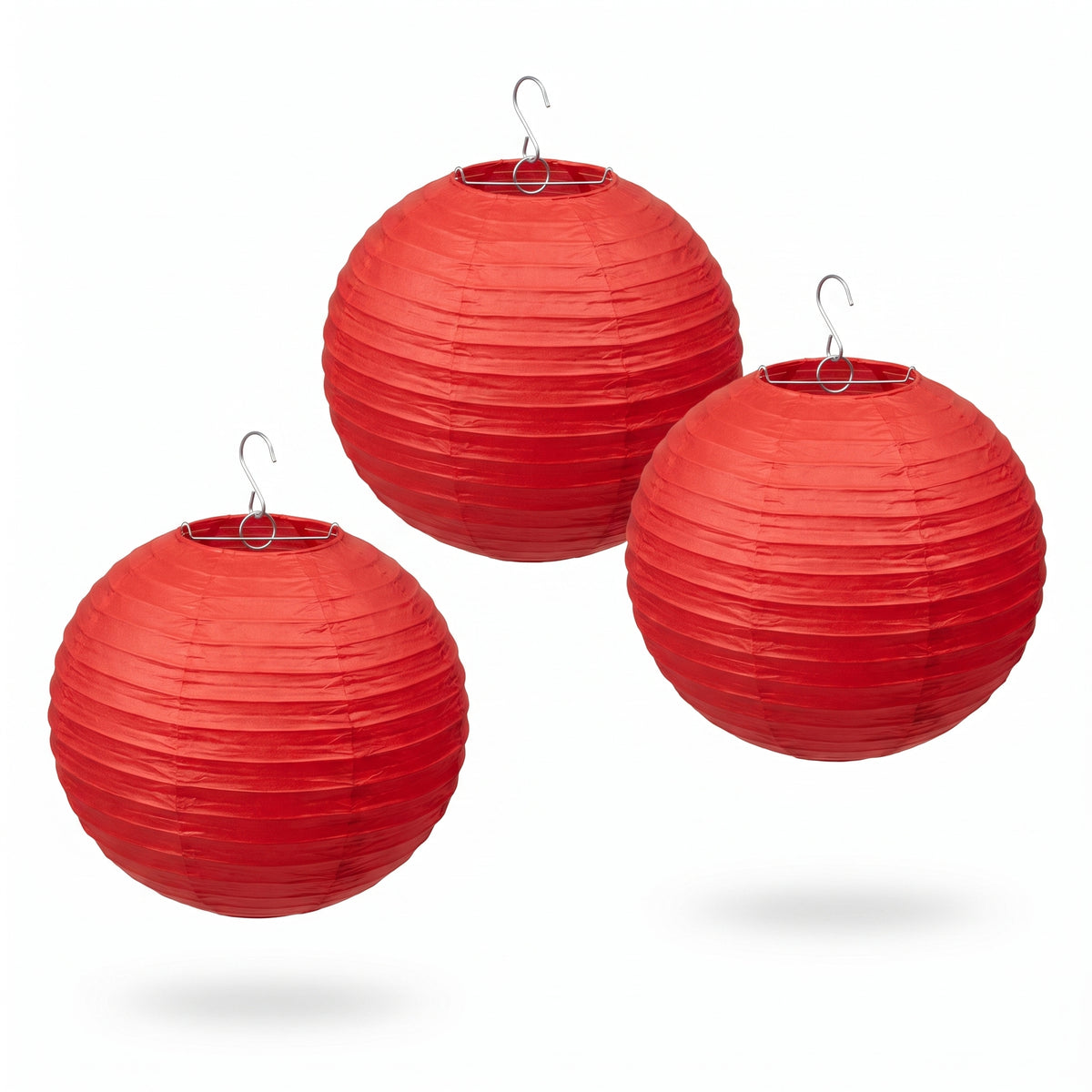 Red 9.5" Round Paper Lanterns - 3 Pack
