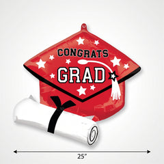Congratulations Graduate Red Super Shape Foil Balloon
