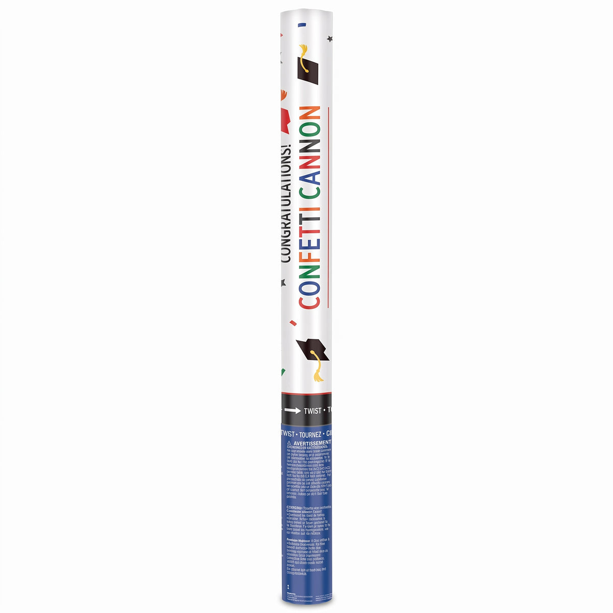 Giant Graduation Confetti Cannon Popper - Multicolor