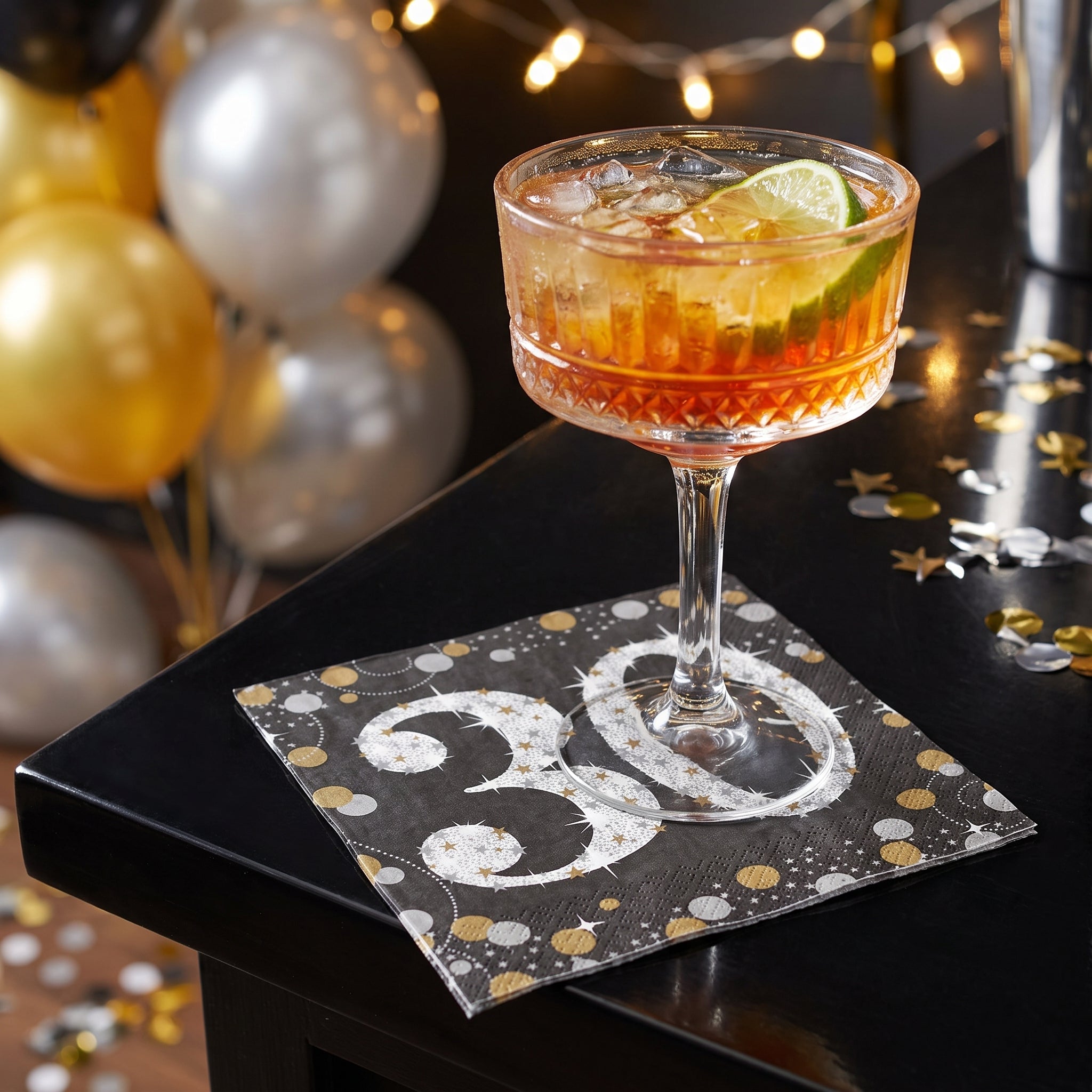 Sparkling Celebration 30th Birthday Beverage Napkins - 5 In. X 5 In.