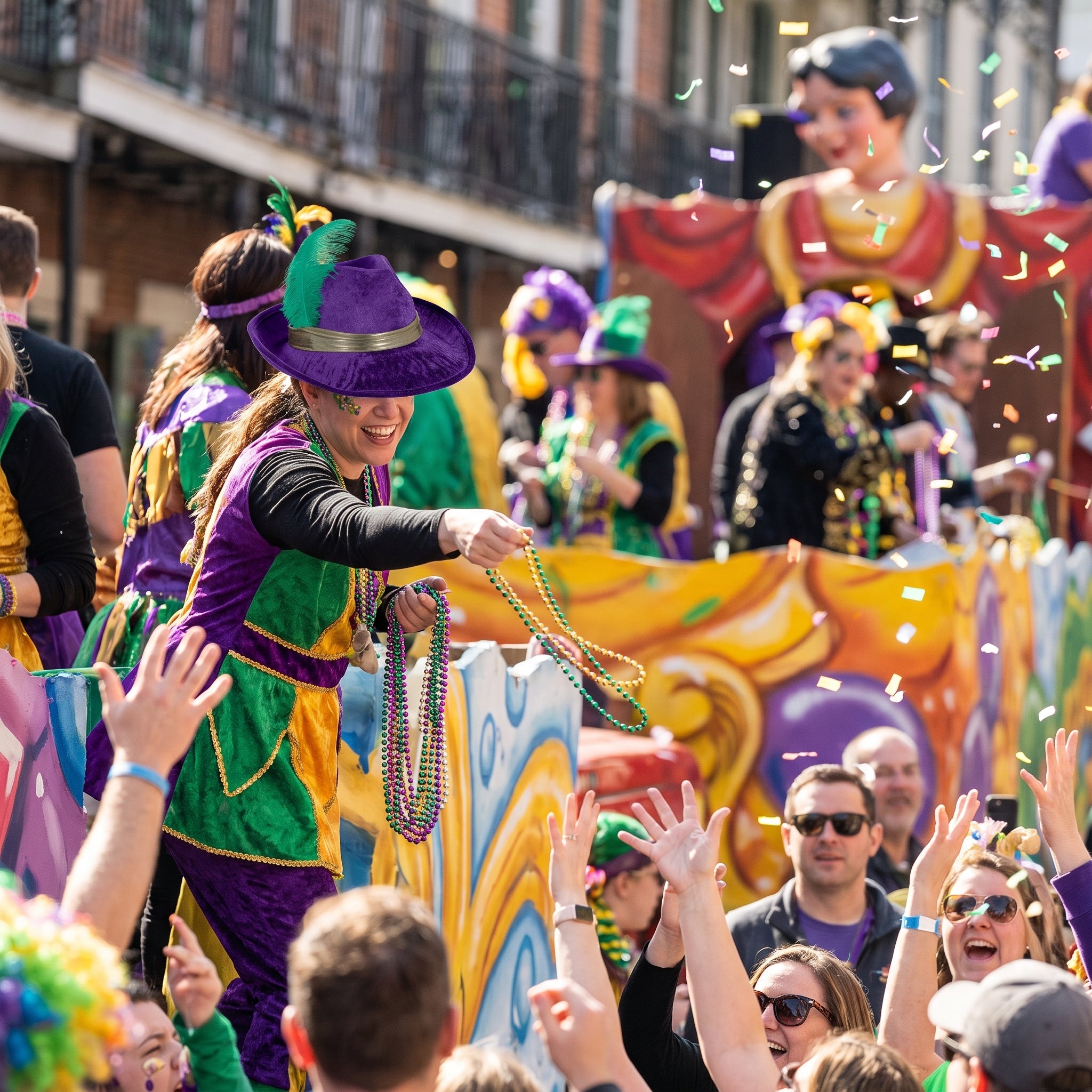 Mardi Gras Feather Fedora Hat