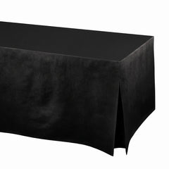 Elegant Black Flannel-Backed Vinyl Fitted Table Cover, 72-Inch - 72 in.