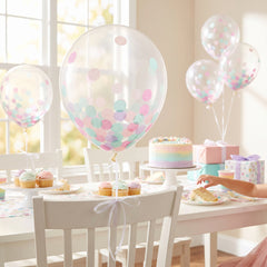 Lavender, Pink & Turquoise Confetti Balloons - 12", 6-Pack