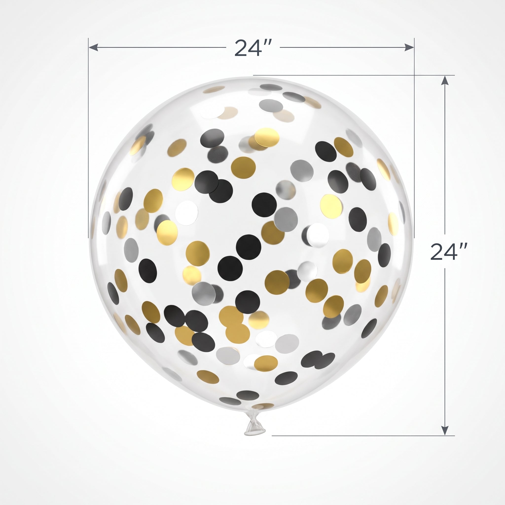 Elegant Confetti Latex Balloons - Black, Gold, Silver, 24-Inch, 2-Pack