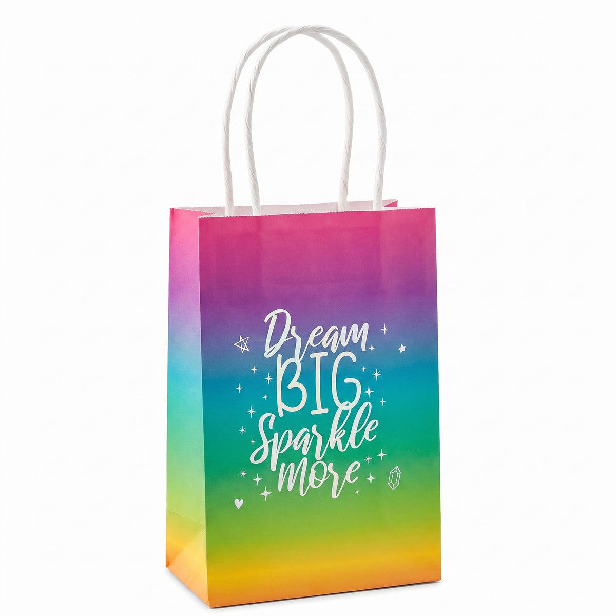 Dream Big Sparkle More Kraft Gift Bags, 12-inch, 8-Pack