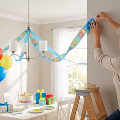 "Happy Birthday" Blue Crepe Streamer - 81 ft