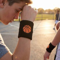 Basketball Sweat Bands - 2 Pack, Black and Orange