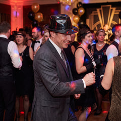Black Shiny Fedora Hat