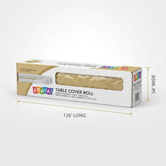 Gold Plastic Table Cover Roll with Cutter - 54 x 126 ft