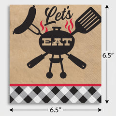 Summer BBQ Black Gingham Lunch Napkins - 6.5 In. x 6.5 In. - 40 Pack