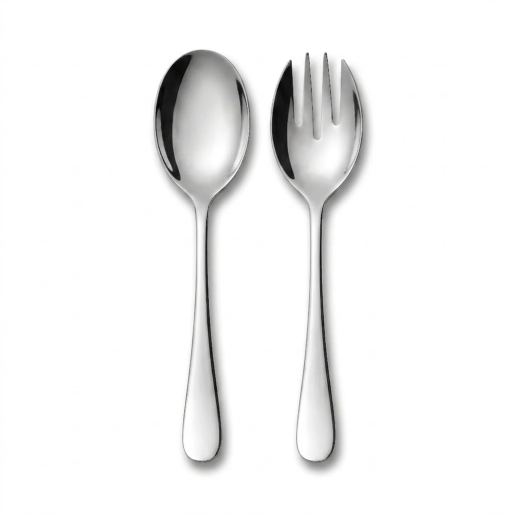 Elegant Silver Serving Spoon and Fork Set - 13 In. | 2 Count