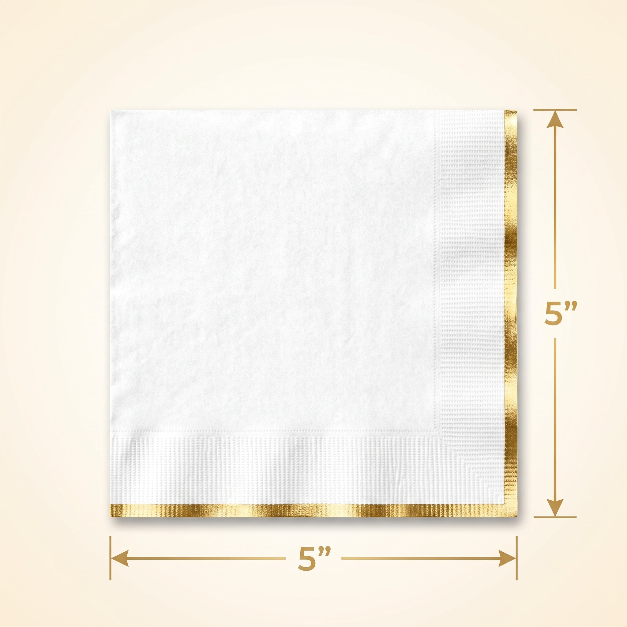 White Beverage Napkins with Gold Stamp - 5 In. X 5 In.