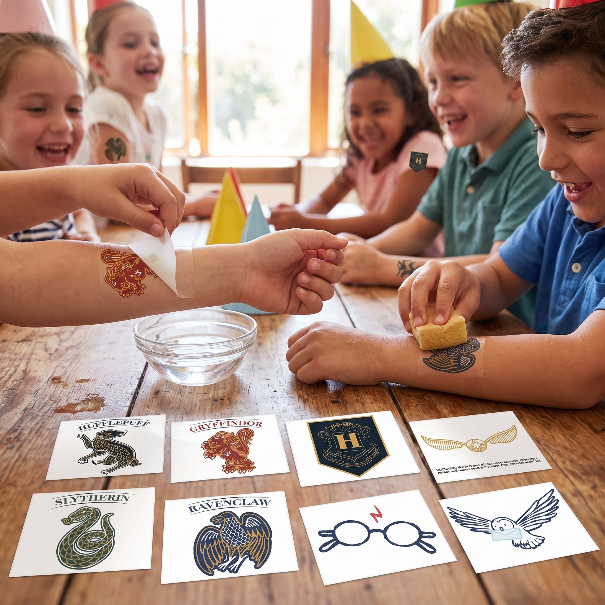 Harry Potter Hogwarts House Temporary Tattoos, 24-Pack